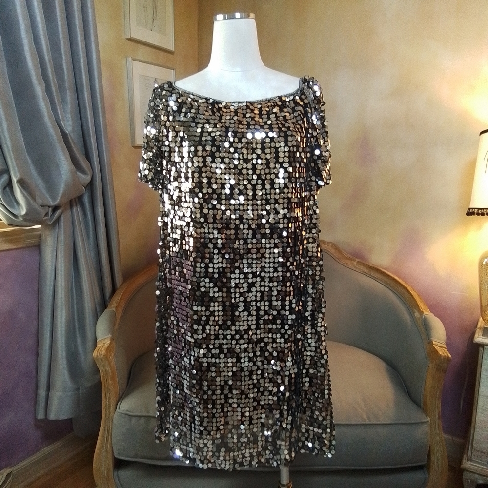 Silver sequin tunic dress by Exhilaration